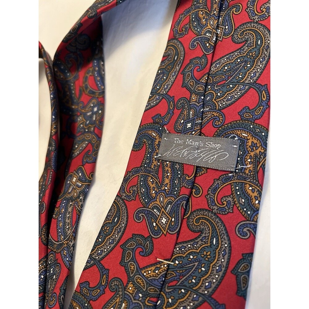 Lord & Taylor The Man’s Shop 100% Silk Men’s Neck Tie Paisley Red Floral
